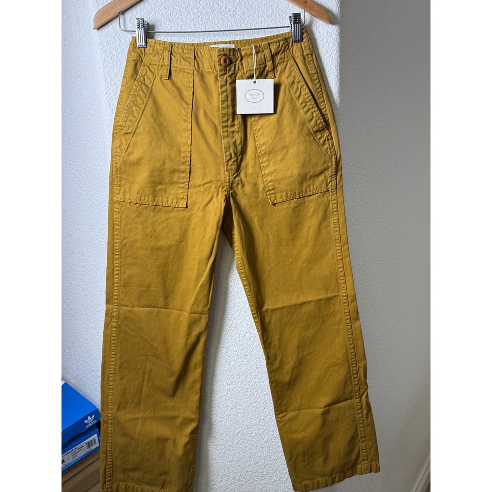 DÔEN Wilder Pants Oak Mustard 27 Cotton Twill High Rise Straight Leg NWT USA